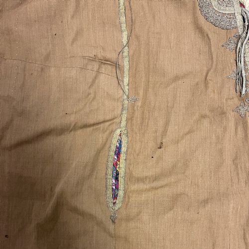 ANTIQUE WOOL AND METAL THREAD QAJAR DYNASTY LONG JACKET ABAYA - ADDITIONAL PHOTO 7