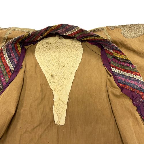 ANTIQUE WOOL AND METAL THREAD QAJAR DYNASTY LONG JACKET ABAYA - ADDITIONAL PHOTO 9