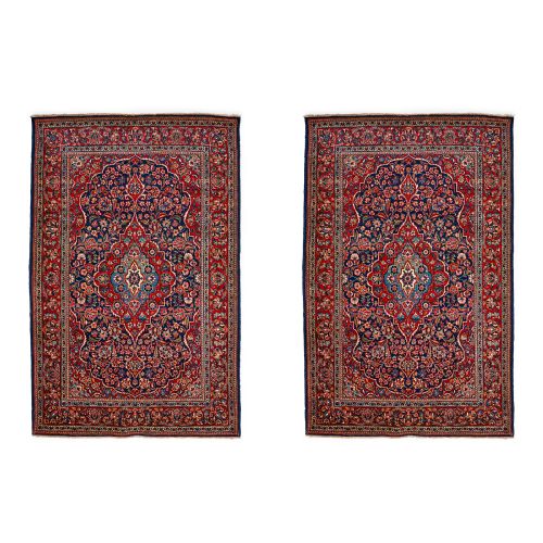 unusual size pair of persian kashan rugs - CATEGORY: ANTIQUE RUGS - DATED 1920