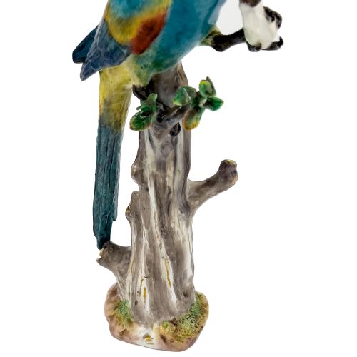 19TH CENTURY MEISSEN ANIMAL FIGURINE OF A COLOURFUL PARROT FEASTING ON TREE STUMP - ADDITIONAL PHOTO 2