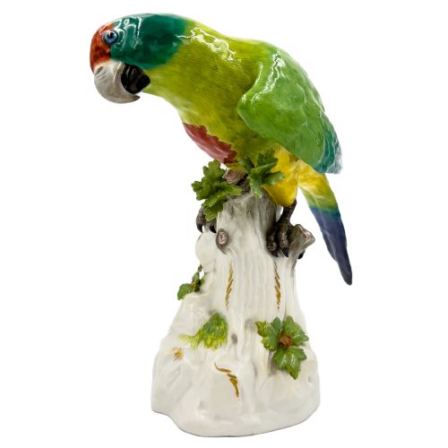 meissen parrot on a tree sculpture germany 19th century - CATEGORY: ANTIQUE CERAMICS - DATED 19TH CENTURY