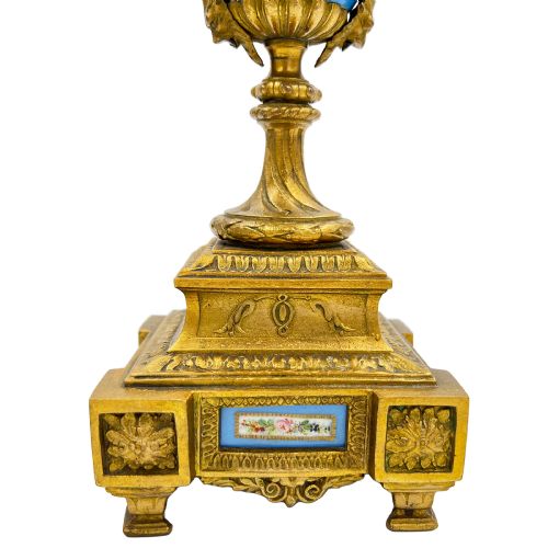 A PAIR OF FRENCH SEVRES STYLE PORCELAIN URNS WITH GILT BRONZE MOUNTS 19TH CENTURY - ADDITIONAL PHOTO 6