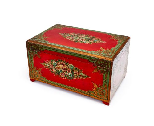 A LARGE HAND PAINTED QAJAR LACQUER CASHIER BOX 19TH CENTURY - ADDITIONAL PHOTO 2