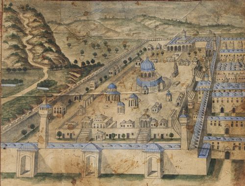 19TH CENTURY OTTOMAN WATERCOLOUR PAINTING OF ALAQSA MOSQUE - ADDITIONAL PHOTO 1