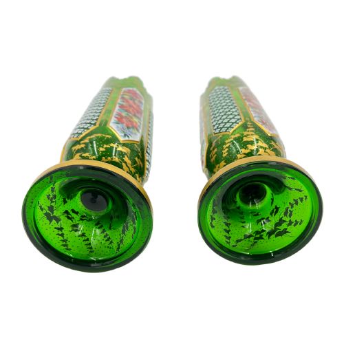 A PAIR OF GREEN BOHEMIAN FLASHED GLASS VASES 19TH CENTURY - ADDITIONAL PHOTO 5