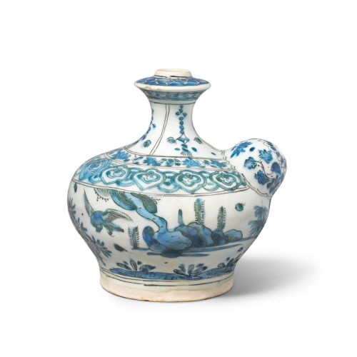 A SAFAVID UNDERGLAZEPAINTED POTTERY KENDI PERSIA 17TH CENTURY - ADDITIONAL PHOTO 4