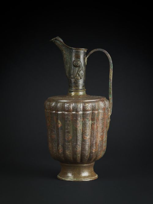 A KHORASAN SILVER AND COPPER INLAID BRONZE EWER PERSIA 12TH CENTURY - ADDITIONAL PHOTO 2