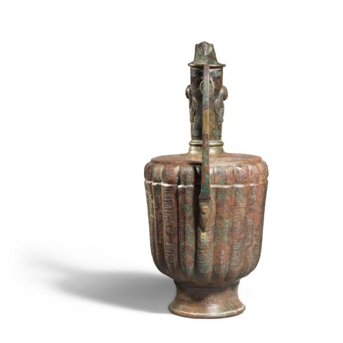 A KHORASAN SILVER AND COPPER INLAID BRONZE EWER PERSIA 12TH CENTURY - ADDITIONAL PHOTO 3