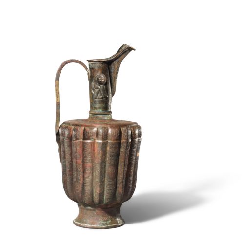 A KHORASAN SILVER AND COPPER INLAID BRONZE EWER PERSIA 12TH CENTURY - ADDITIONAL PHOTO 4