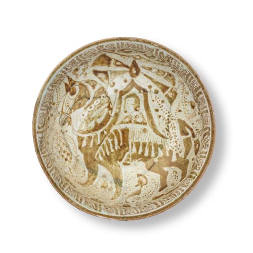 A KASHAN LUSTRE BOWL DEPICTING A HORSE AND RIDER PERSIA 12TH 13TH CENTURY - ADDITIONAL PHOTO 2