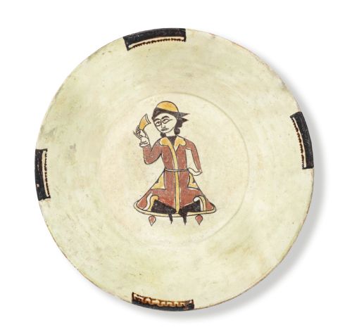A NISHAPUR SLIPPAINTED POTTERY BOWL DEPICTING A SEATED FIGURE PERSIA 10TH CENTURY - ADDITIONAL PHOTO 2