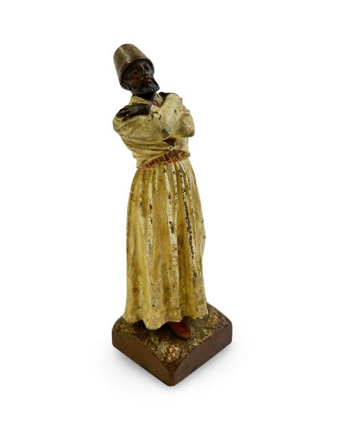 AN ORIENTALIST FRANZ BERGMAN COLD PAINTED BRONZE FIGURE OF A WHIRLING DERVISH EARLY 20TH CENTURY - ADDITIONAL PHOTO 1