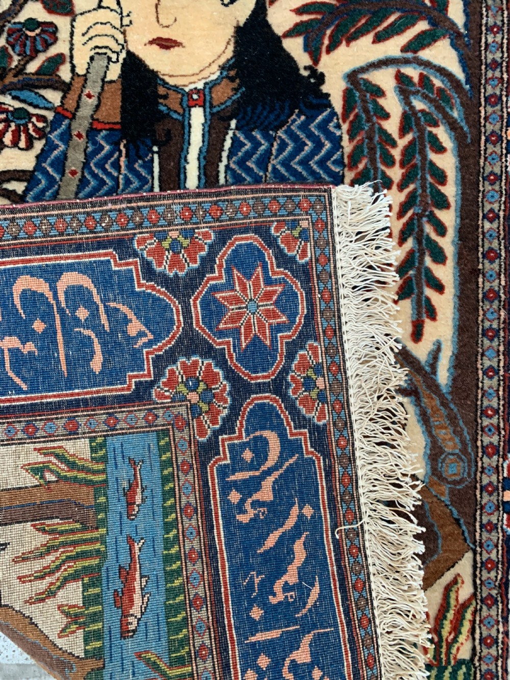 kashan Mohtasham Small Rug Depicting seated darvesh possibly Noor Ali Shah  View IV