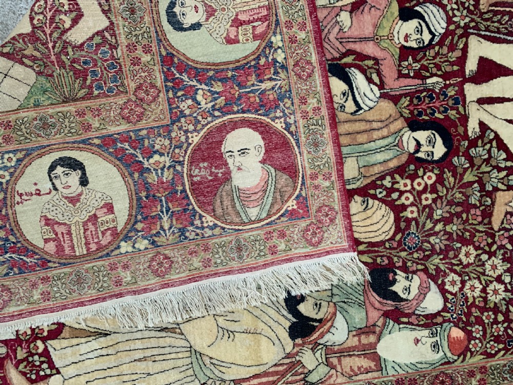 Antique Pictorial Kerman Raver RUG 230 x 140 cm  View V