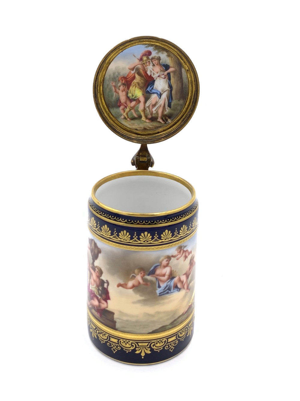19th Century Blue Vienna Tankard With Lid