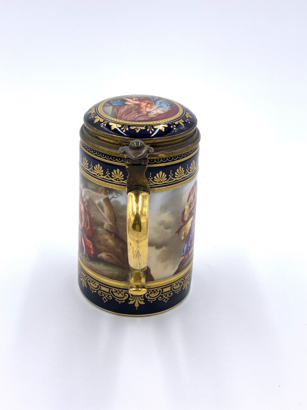 19th Century Blue Vienna Tankard With Lid View V