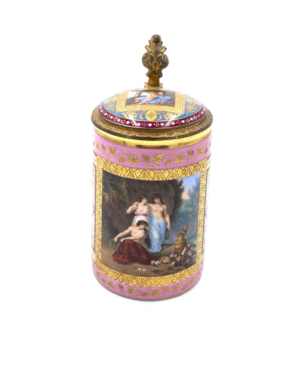 19th Century Pink Royal Vienna Tankard With Lid View II