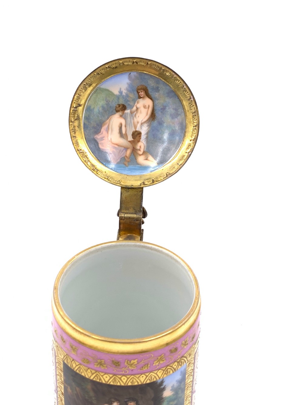 19th Century Pink Royal Vienna Tankard With Lid View V