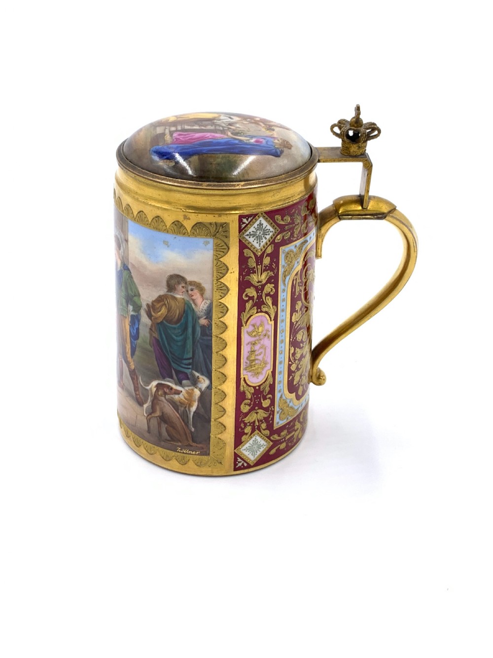 19th Century Signed Royal Vienna Tankard With Lid