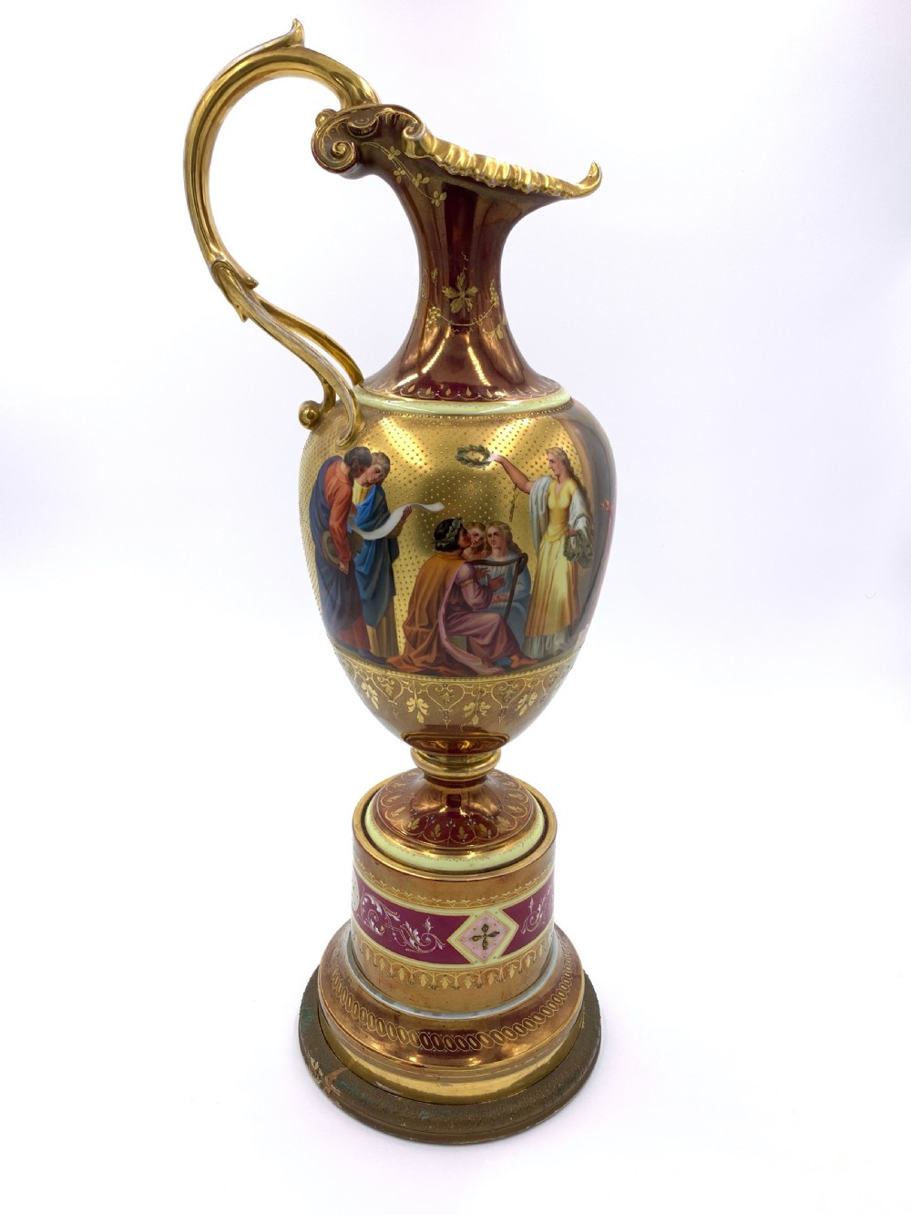 LARGE ROYAL VIENNA PORCELAIN EWER ON STAND  View III