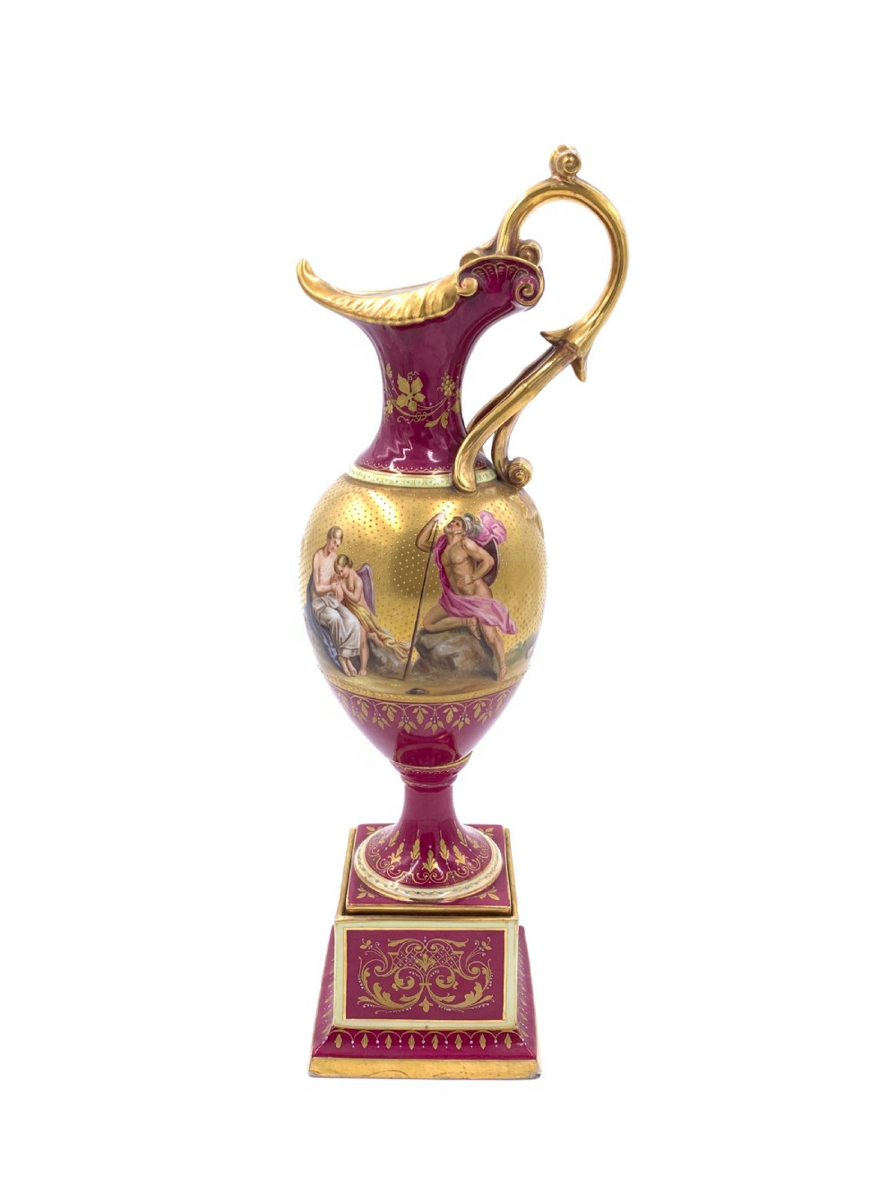 19th century royal Vienna porcelain ewer on stand