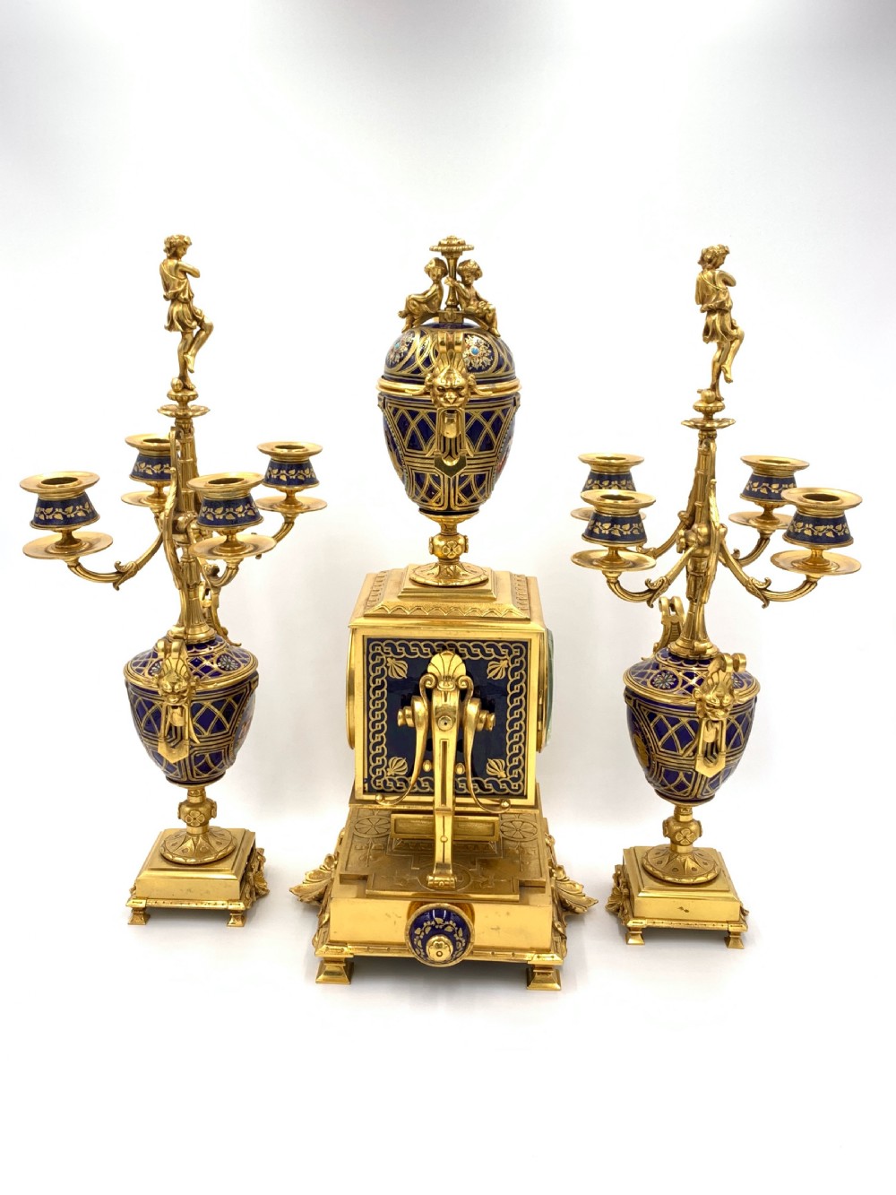 bejewelled 19th century sevres style clock set  View III