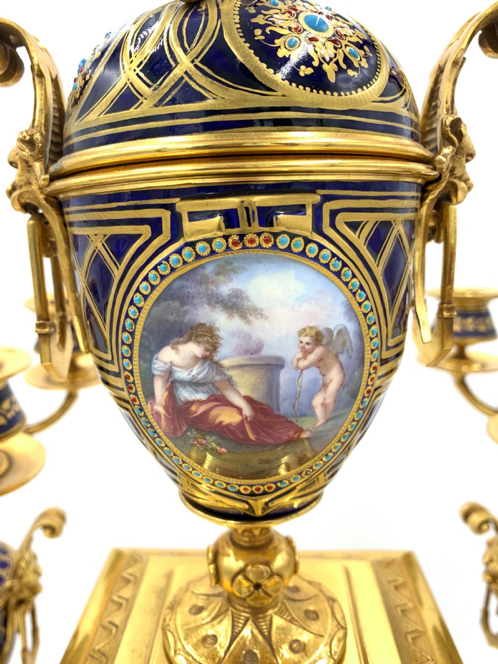 bejewelled 19th century sevres style clock set  View IV