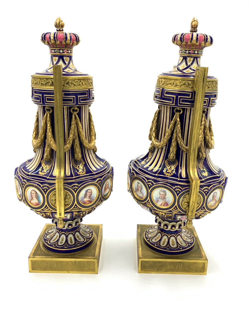 Fine 19th century pair of French Sevres Style Porcelain vases  View II