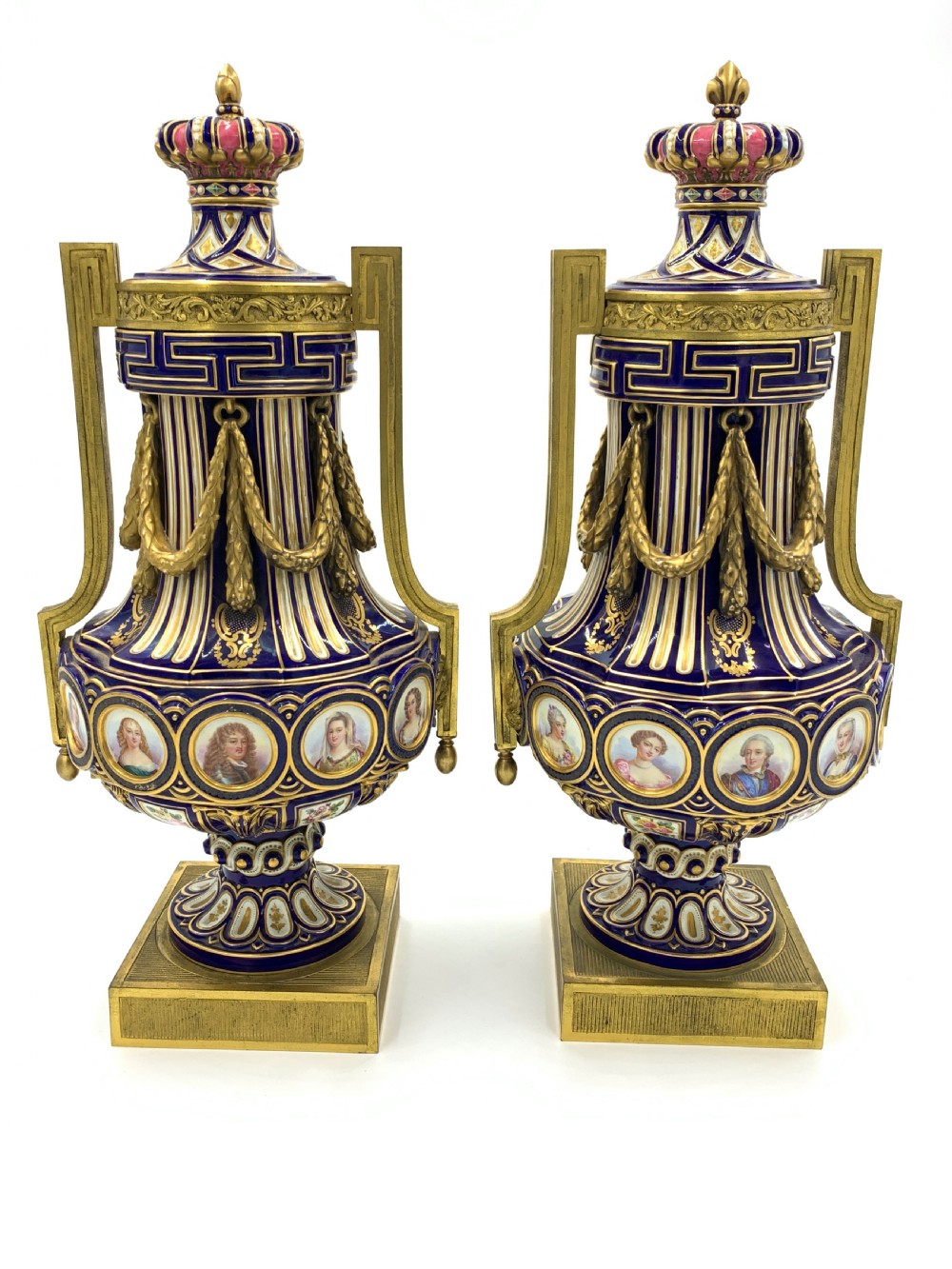 Fine 19th century pair of French Sevres Style Porcelain vases  View III
