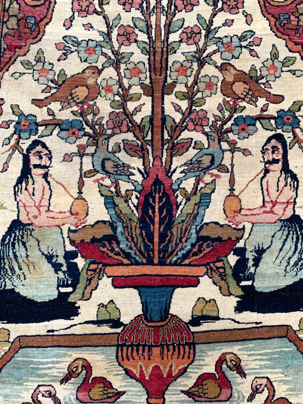 Antique Pictorial Kerman Raver Rug View III
