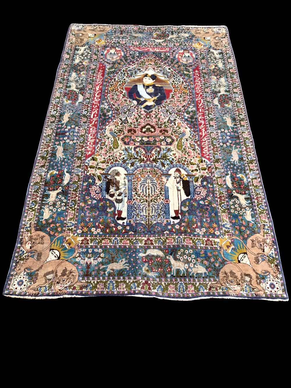 Antique TABRIZ Carpet depicting Ahmad shah 