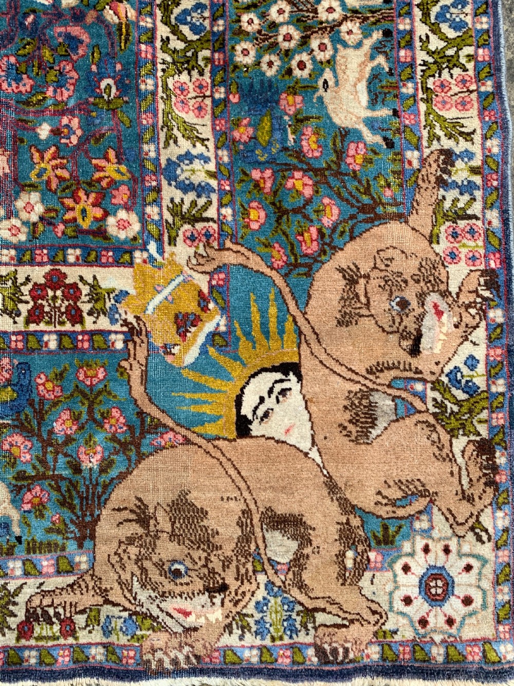 Antique TABRIZ Carpet depicting Ahmad shah  View II