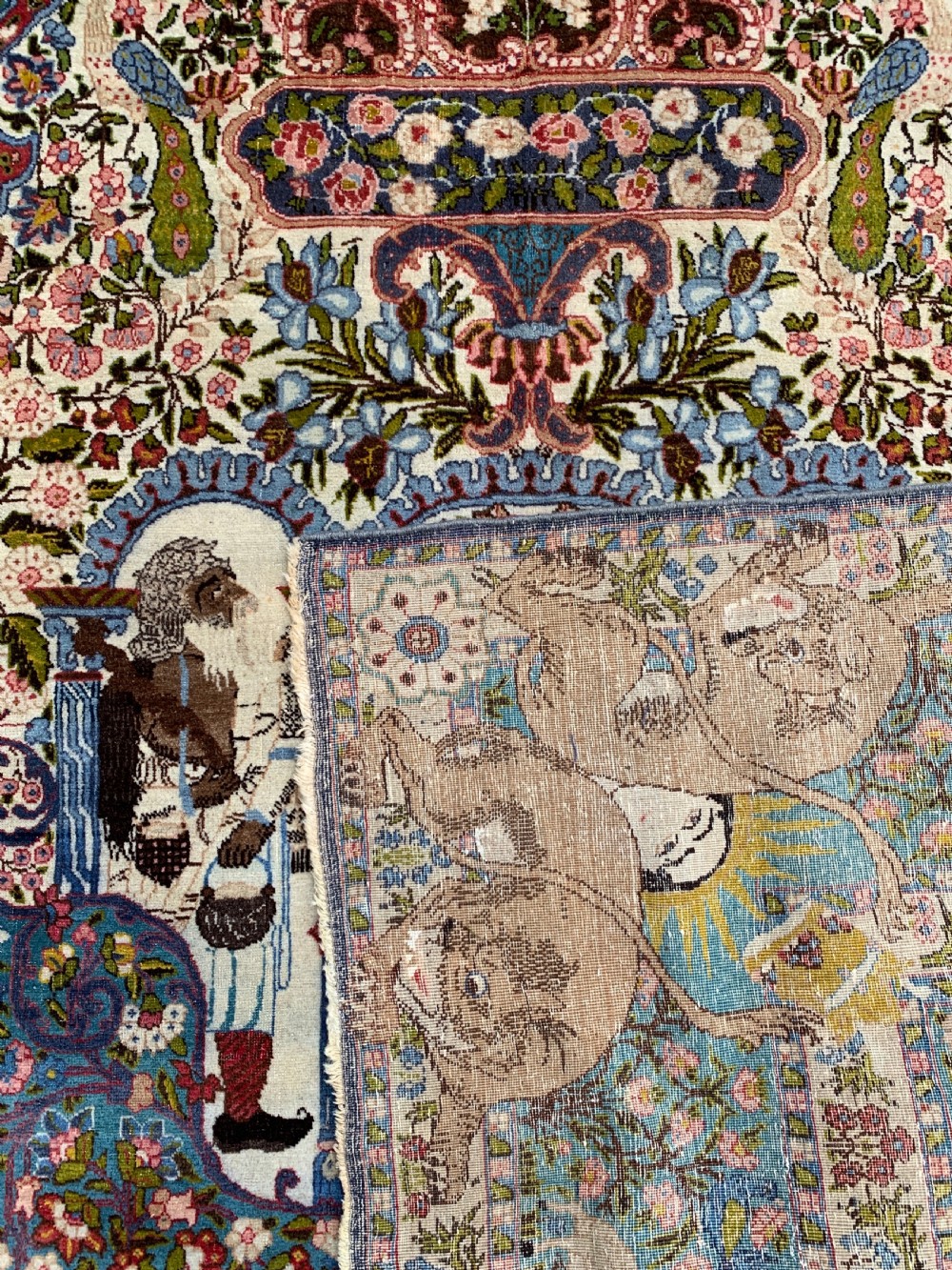 Antique TABRIZ Carpet depicting Ahmad shah  View VIII