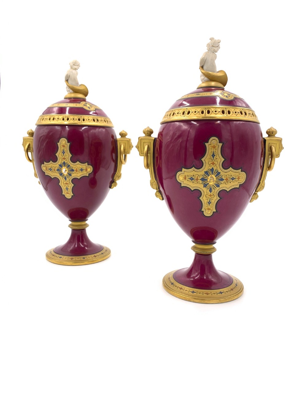 PAIR OF ANTIQUE VIENNA PORCELAIN VASES  View II