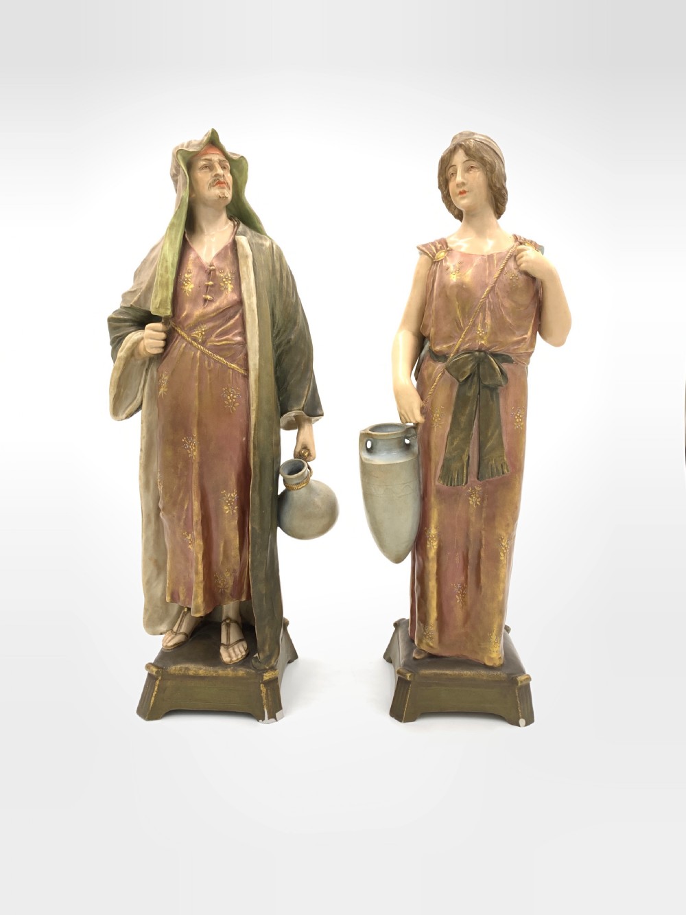 Pair of Royal Vienna Porcelain Figurines Man & Woman 