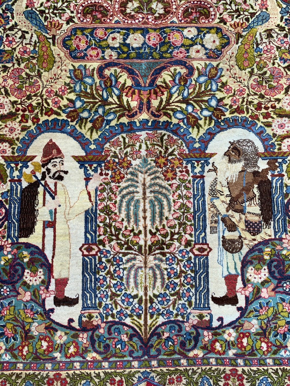 ANTIQUE TABRIZ CARPET DEPICTING AHMAD SHAH  View III