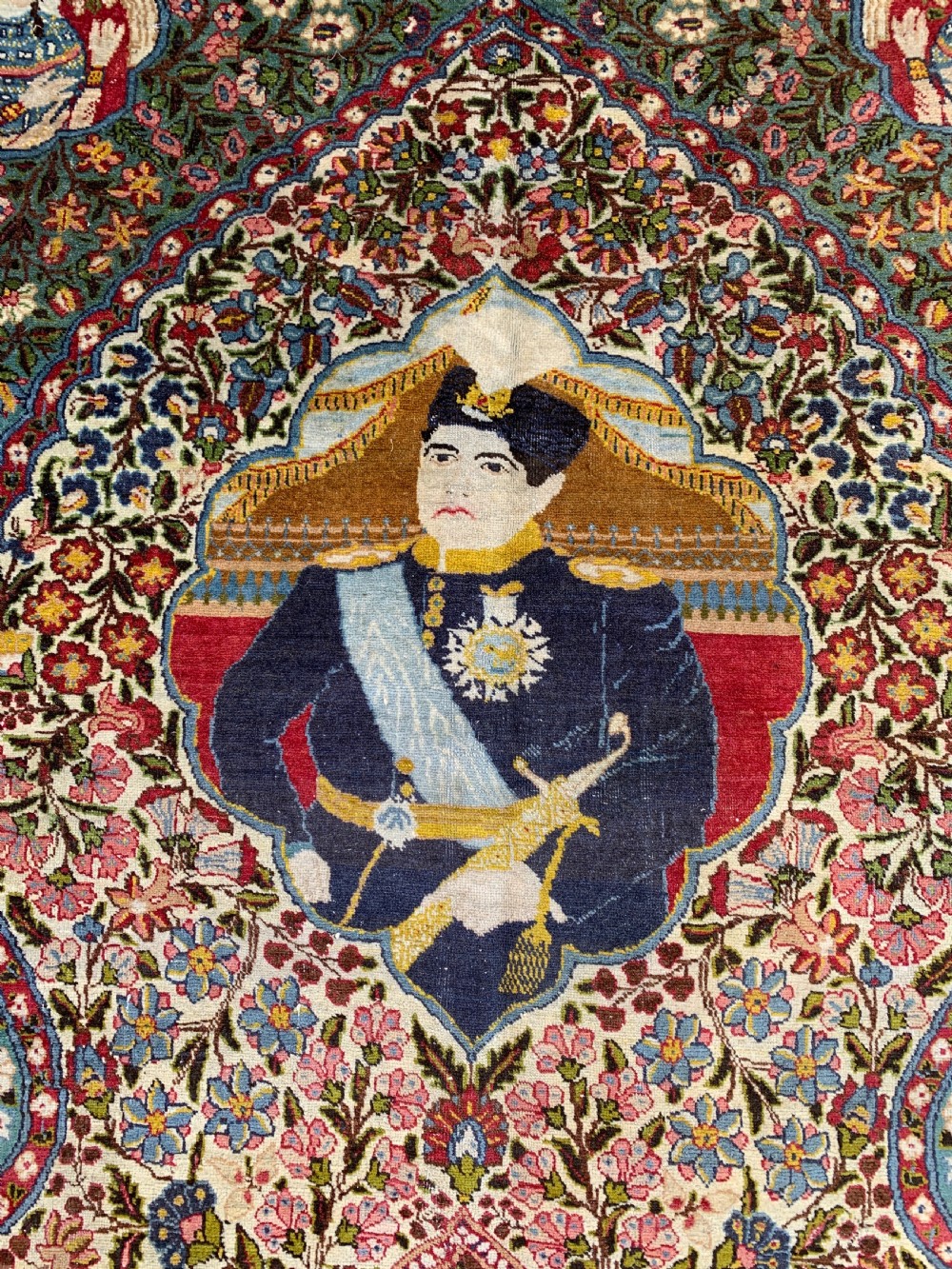 ANTIQUE TABRIZ CARPET DEPICTING AHMAD SHAH  View IV