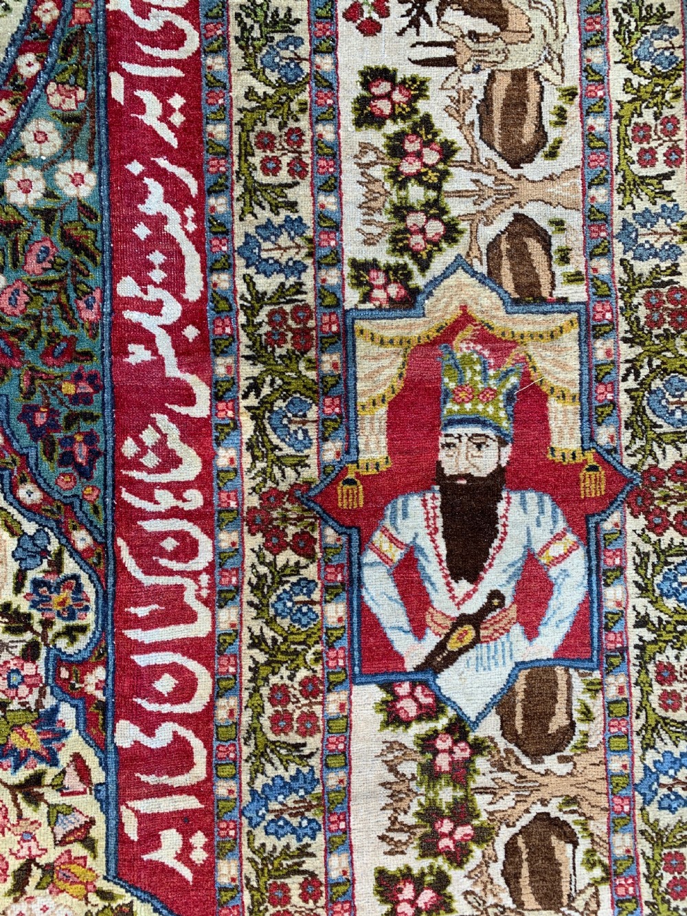 ANTIQUE TABRIZ CARPET DEPICTING AHMAD SHAH  View VIII