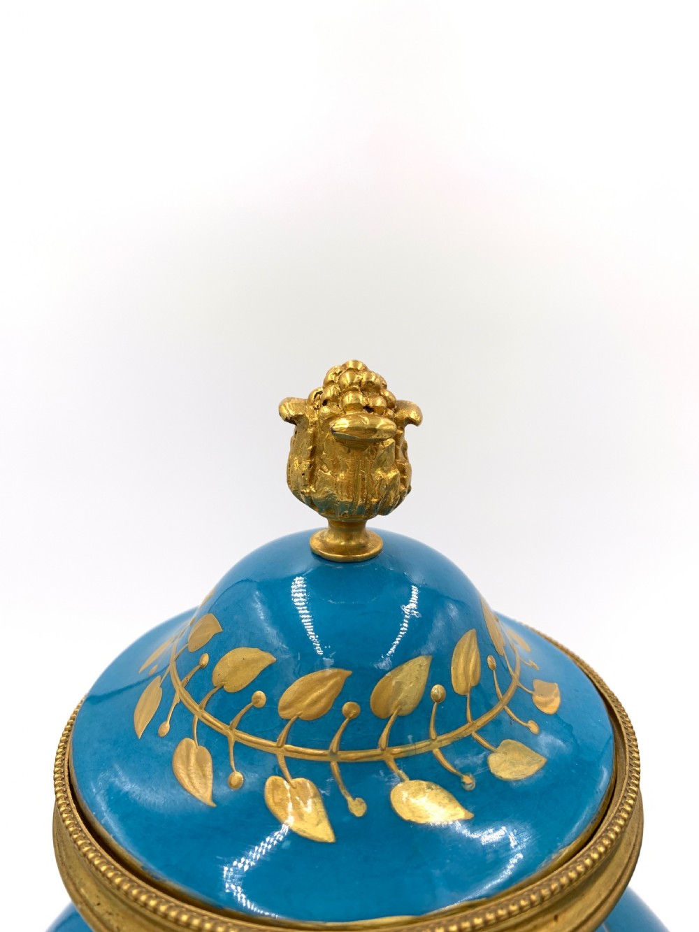 PAIR OF 19TH CENTURY FRENCH SEVRES STYLE SKY BLUE VASES View V