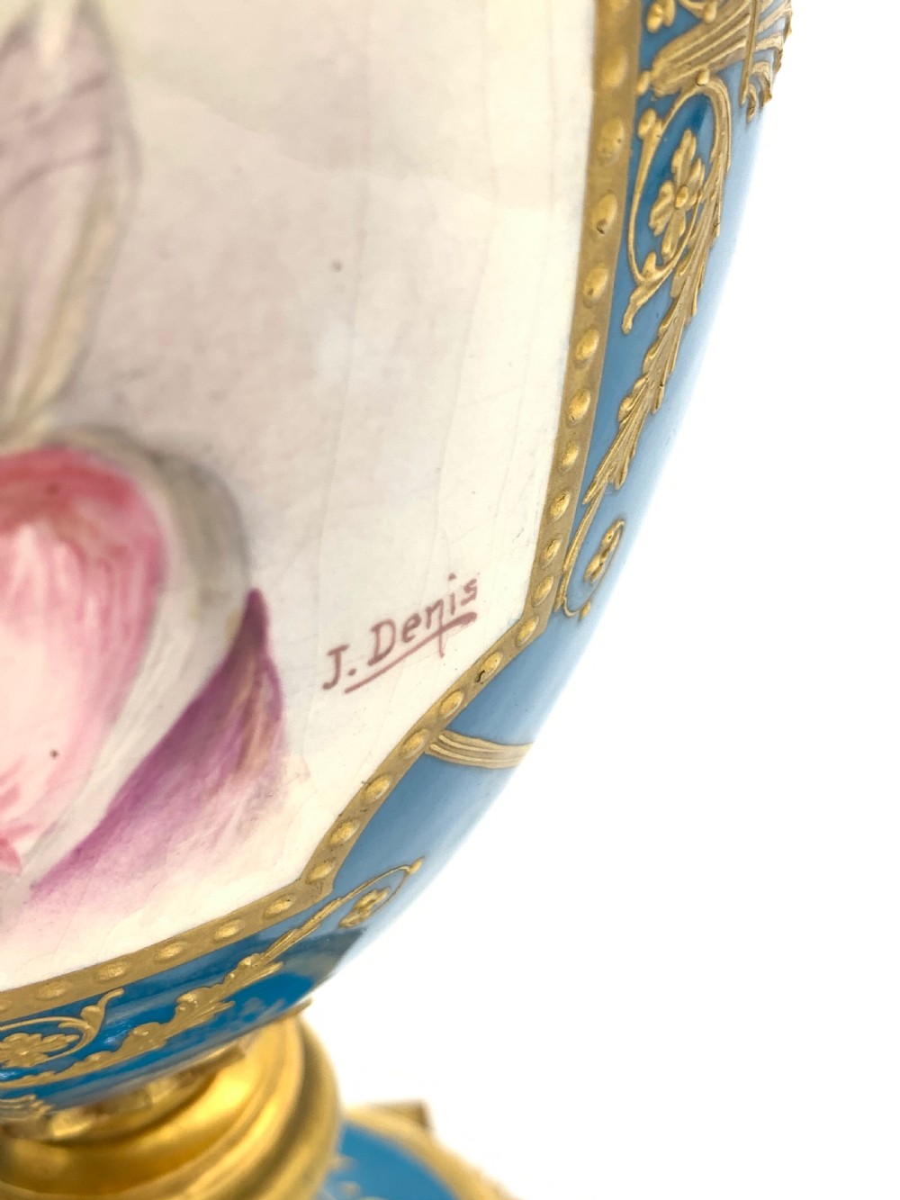 PAIR OF 19TH CENTURY FRENCH SEVRES STYLE SKY BLUE VASES View VIII
