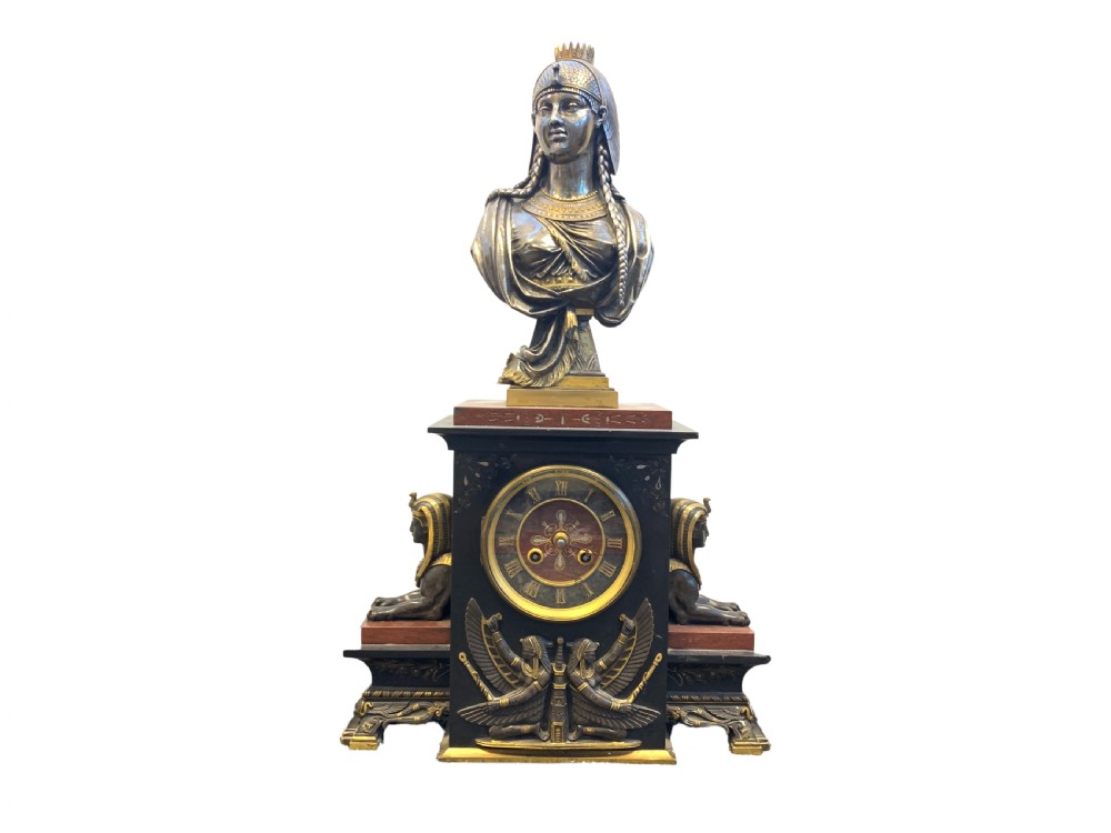 EXQUISITE EGYPTIAN REVIVAL CLOCK, FRANCE, 19TH CENTURY
