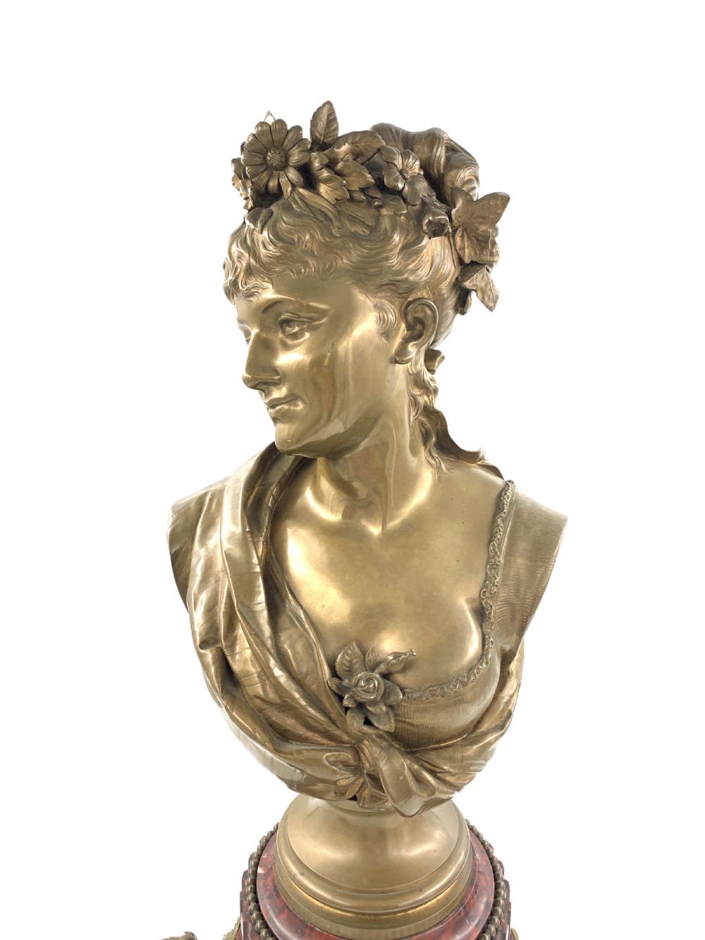 A BRONZE BUSTE OF A LADY BY LEOPOLD HARZÉ View II