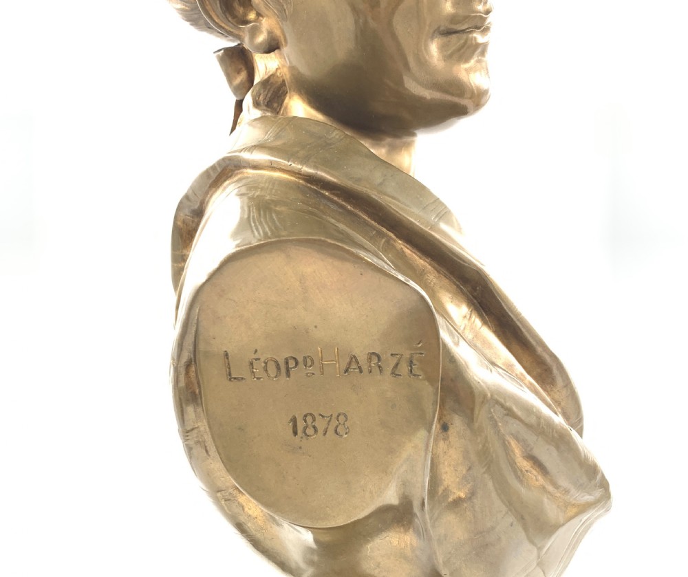 A BRONZE BUSTE OF A LADY BY LEOPOLD HARZÉ View IV