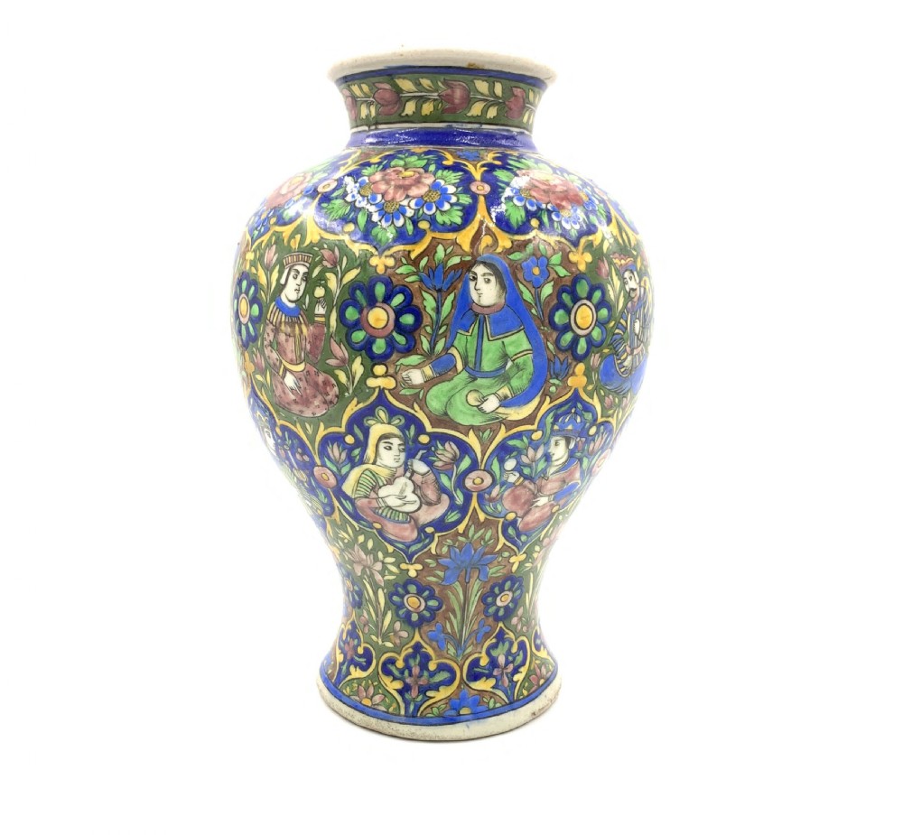 A PAIR OF QAJAR VASES WITH FLORAL DESIGN, IRAN, 19TH CENTURY View II