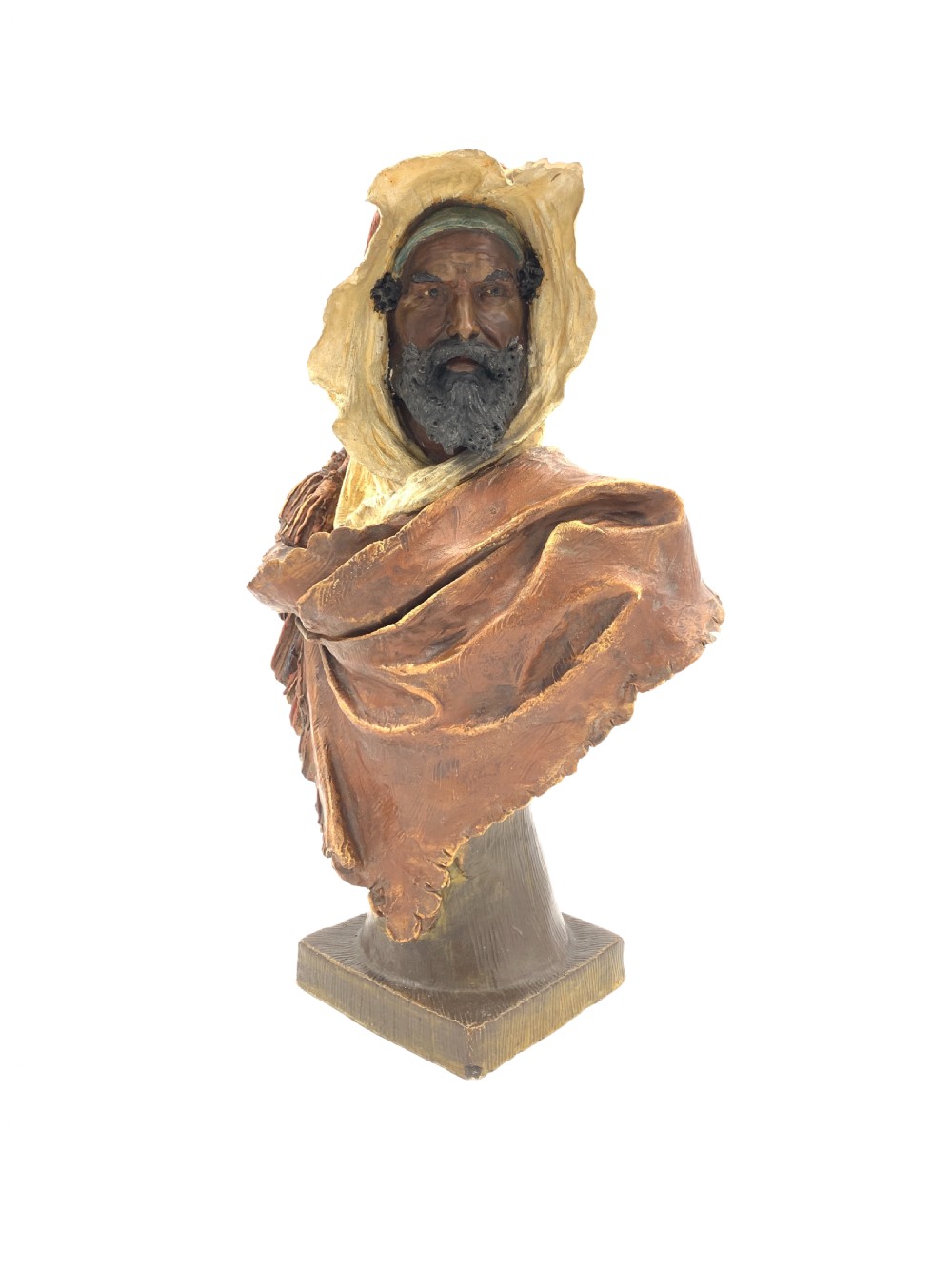 EDUARD STELLMACHER TERRACOTTA BUST OF AN ARAB MAN, LATE 19TH CENTURY 