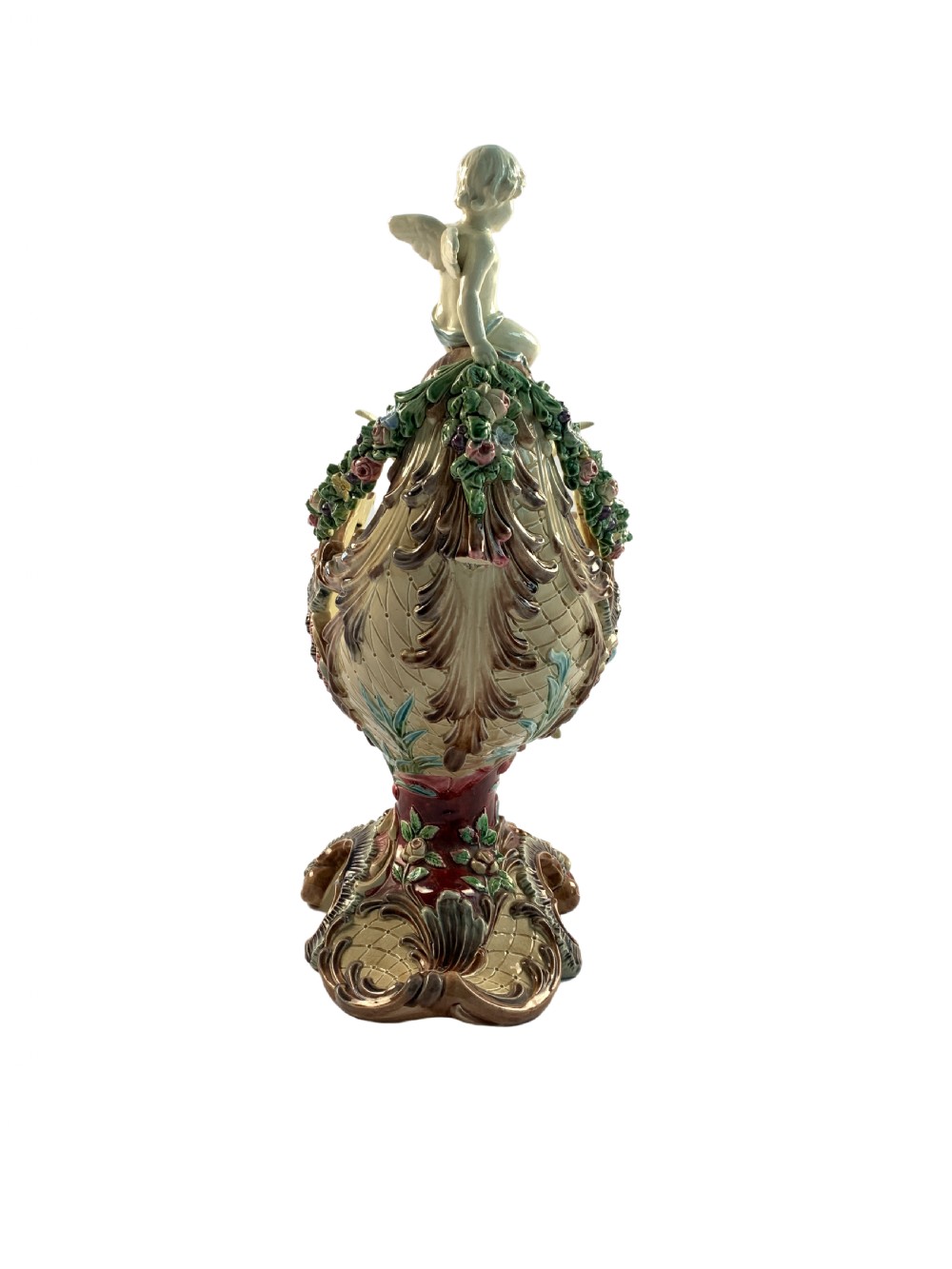 MAJOLICA CENTREPIECE IN FORM OF NAUTILUS SHELL, 19TH CENTURY, ITALY View III