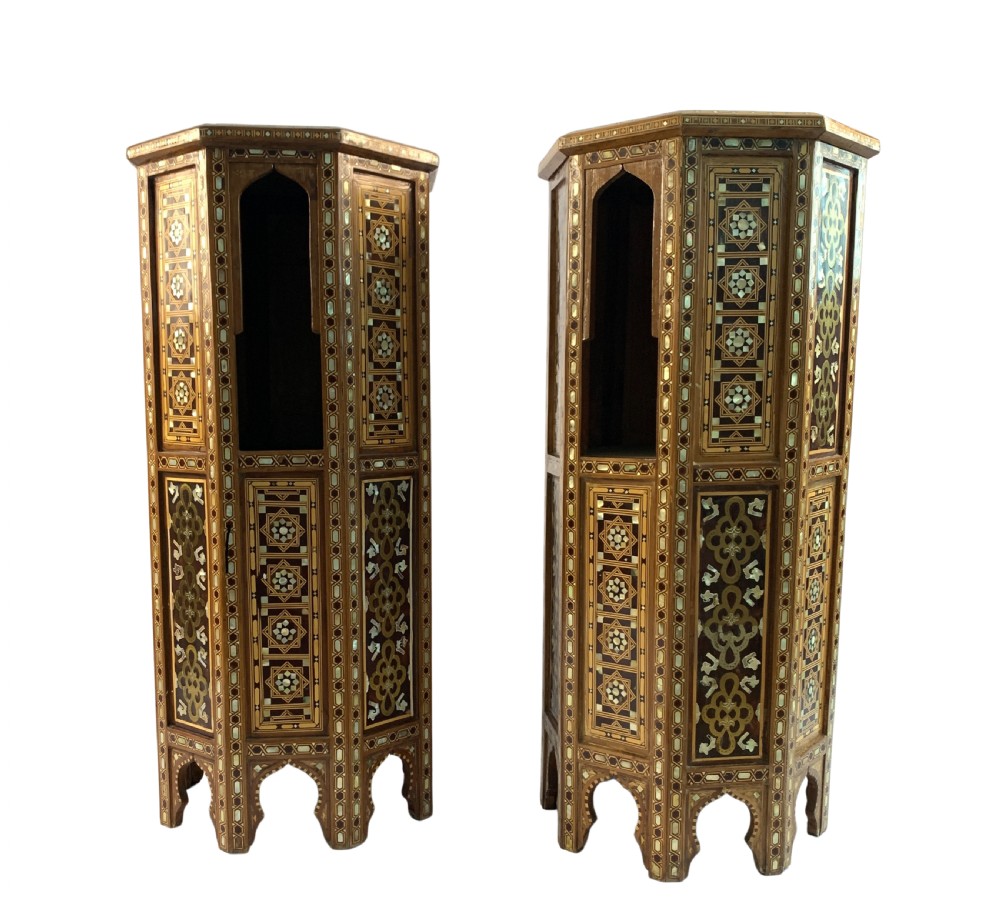 A Pair of Ottoman Mother-of-Pearl and Tortoiseshell Stands,19th Century 