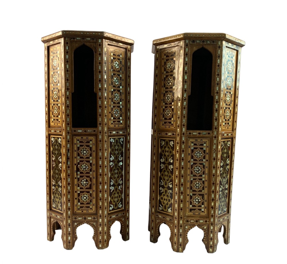 A Pair of Ottoman Mother-of-Pearl and Tortoiseshell Stands,19th Century  View II