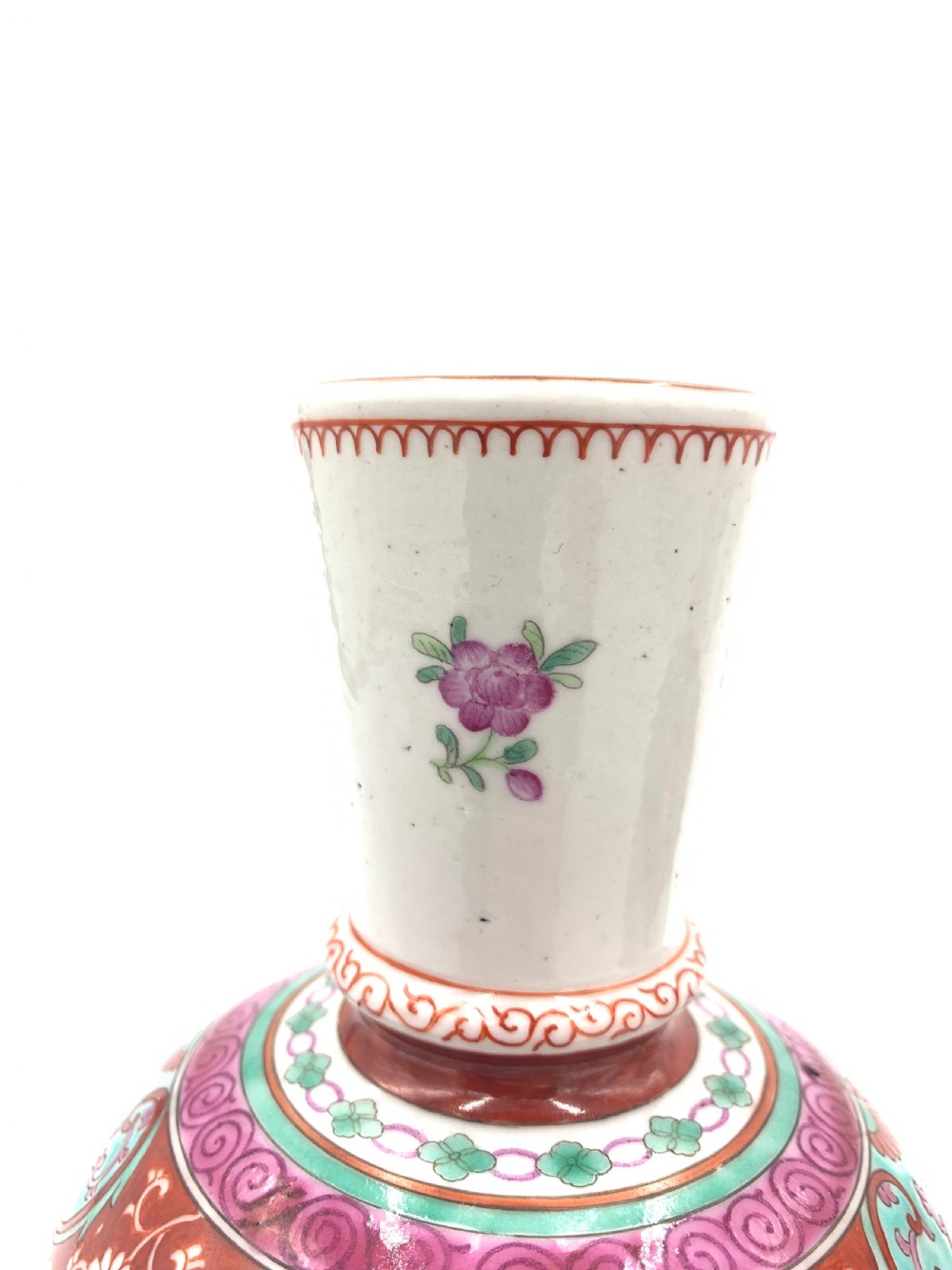 PAIR OF ANTIQUE CHINESE FAMILLE ROSE CANDLESTICK, CHINA, 18TH CENTURY View II