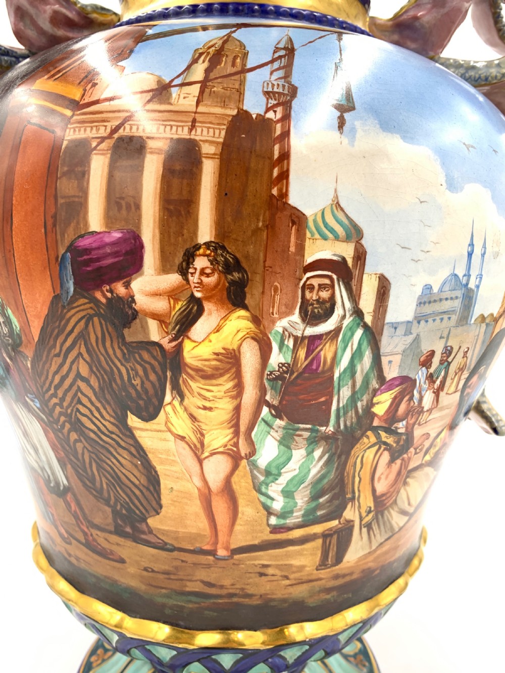 ORIENTAL PORCELAIN VASE DEPICTING ARAB MARKET  View V